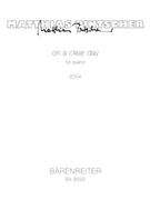 on a clear day for Piano (2004) by Pintscher Matthias for Piano