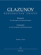 Concerto for Contralto Saxophone and String Orchestra E-flat major op. 109 by Glazunov Alexander for Sax-A/2V/V