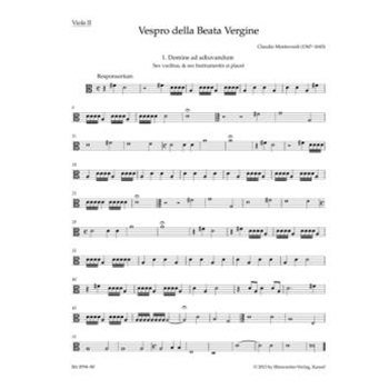 Vespro della Beata Vergine "Marienvesper" by Monteverdi Claudio for