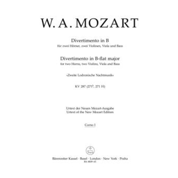 Divertimento for two Horns, two Violins, Viola and Bass in B-flat major K. 287 (271b, 271 H) "Zweite Lodronische Nachtmusik"