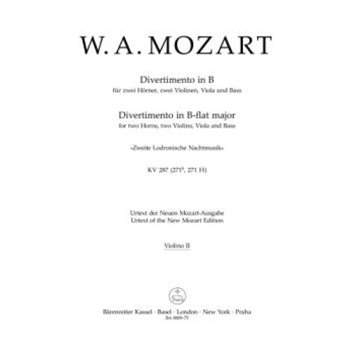 Divertimento for two Horns, two Violins, Viola and Bass in B-flat major K. 287 (271b, 271 H) "Zweite Lodronische Nachtmusik"