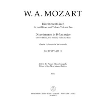 Divertimento for two Horns, two Violins, Viola and Bass in B-flat major K. 287 (271b, 271 H) "Zweite Lodronische Nachtmusik"