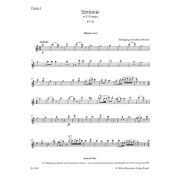 Symphony Nr. 6 F major K. 43 by Mozart Wolfgang Amadeus for