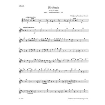Symphony D major (based on Serenade K. 320) by Mozart Wolfgang Amadeus for