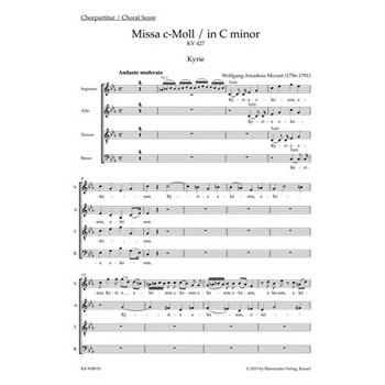 Missa in C minor K. 427 "Great Mass in C minor" by Mozart Wolfgang Amadeus for 2Sg-S-soloSg-T-soloSg-B-solo2MixedCh-SATBOrch
