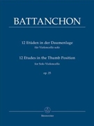 12 Etudes In The Thumb Position Opus 25 by Battanchon Felix - Rummel Martin - for Cello Method
