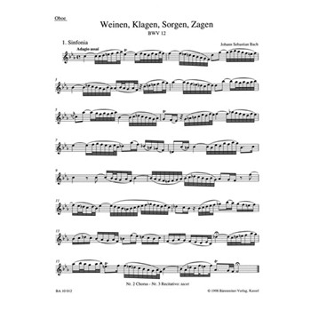 Weeping crying sorrow sighing BWV 12 -Cantata for the Sunday Jubilate- by Bach Johann Sebastian for