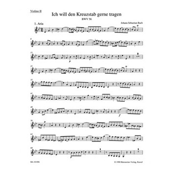 I will my cross-staff gladly carry BWV 56 "Cross Staff Cantata (Kreuzstabkantate)" -Cantata for the by Bach Johann Sebastian for