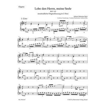 Praise thou the Lord o my spirit -Cantata for soloists choir and Orchestra- (Urtext of the New Bac by Bach Johann Sebastian for