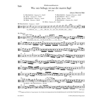 Was mir behagt ist nur die muntre Jagd BWV 208 -Congratulatory Cantata for the Birthday of Duke Chr by Bach Johann Sebastian for