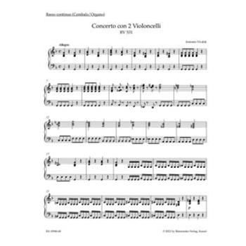 Concerto for two Violoncellos, Strings and Basso continuo in G minor RV 531