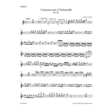 Concerto for two Violoncellos, Strings and Basso continuo in G minor RV 531