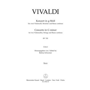 Concerto for two Violoncellos, Strings and Basso continuo in G minor RV 531
