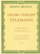 Sonate fur Altblockflote und Basso continuo F-Dur TWV 41:F2 (aus "Der getreue Musikmeister") by Telemann Georg Philipp for Recorder-A