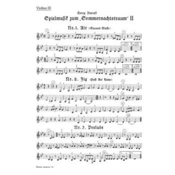 Spielmusik zum Sommernachtstraum fur Streicher (statt Viola auch Violine III) und Basso continuo/ Bl by Purcell Henry for