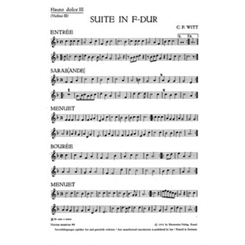 Suite fur zwei Altblockflote und eine Tenorblockflote oder andere Instrumente und Basso continuo F-D by Witt Christian Frie for