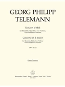 Konzert fur Treble Recorder Flote Streicher und Basso continuo e-Moll TWV 52:e1 by Telemann Georg Philipp for