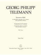 Konzert fur Treble Recorder Flote Streicher und Basso continuo e-Moll TWV 52:e1 by Telemann Georg Philipp for