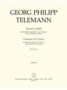 Konzert fur Treble Recorder Flote Streicher und Basso continuo e-Moll TWV 52:e1 by Telemann Georg Philipp for