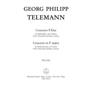 Konzert fur Treble Recorder Streicher und Basso continuo F-Dur by Telemann Georg Philipp for
