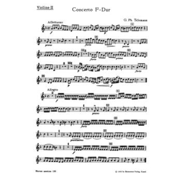 Konzert fur Treble Recorder Streicher und Basso continuo F-Dur by Telemann Georg Philipp for