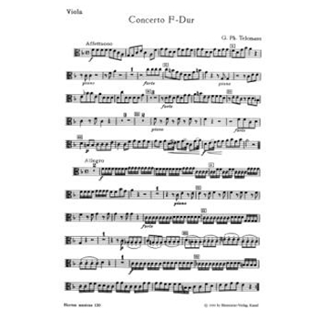 Konzert fur Treble Recorder Streicher und Basso continuo F-Dur by Telemann Georg Philipp for