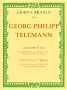 Konzert fur Treble Recorder Streicher und Basso continuo F-Dur by Telemann Georg Philipp for Recorder-S