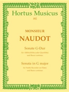 Sonate fur Altblockflote (oder Sackpfeife) und Basso continuo G-Dur op. 9/5 by Naudot Jacques-Christophe for Recorder-A