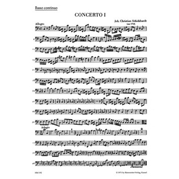 sechs Konzerte fur 4 Altblockfote und Basso continuo -Konzerte C-dur d-moll und G-dur- (Heft 1) by Schickhardt Johann Christian for