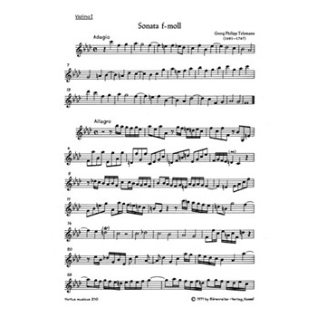 Sonate fur 2 Violinen 2 Violen Violoncello und Basso continuo f-Moll TWV 44:32 -Sextett- by Telemann Georg Philipp for