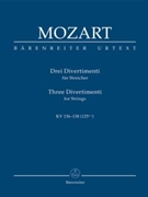 Three Divertimenti For String Quartet by Mozart Wolfgang Amadeus for Mini Score