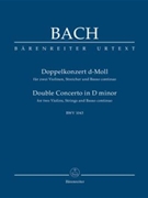 Double Concerto for two Violins Strings and Basso continuo D minor BWV 1043 by Bach Johann Sebastian for 2V-Solo/2V