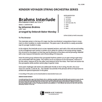 Brahms Interlude (from Rhapsody In B Minor, Op. 79, No. 1) (Full Score) (from Rhapsody In B Minor, Op. 79, No. 1)