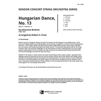Hungarian Dance, No. 13 (Full Score)