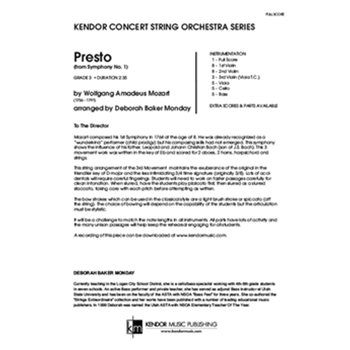 Presto from Symphony 1 by Mozart Wolfgang Amadeus - Monday Deborah Baker - for Full Score