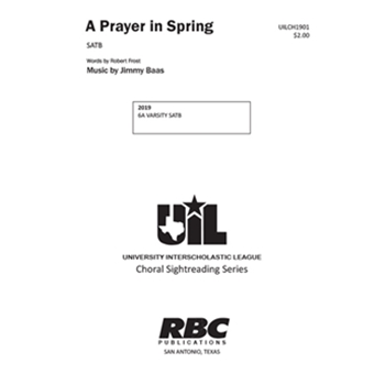 Prayer in Spring A by Baas Jimmy for SATB