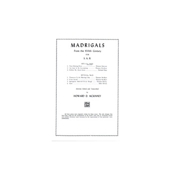 Madrigals, Set 1