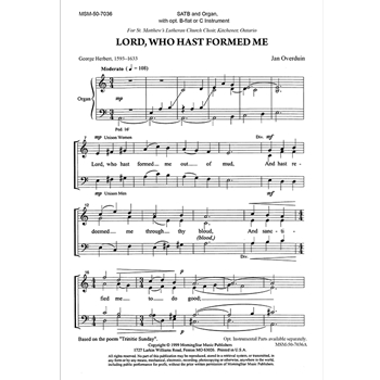 Lord, Who Hast Formed Me (Choral Score)