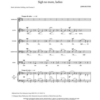 Sigh no more, ladies