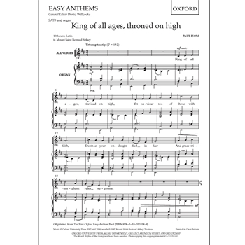 King of all ages, throned on highVocal score