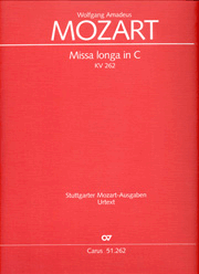 Missa Longa In C K262 by Mozart Wolfgang Amadeus for Full Score