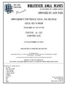 Whatever Lola Wants (Lola Gets) by Adler Richard - Pleis Jack - for Big Band with Vocal