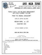 Any Old Time by Shaw Artie - Shaw and Grey - for Big Band with Vocal