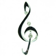 Brooch--g-clef/black Enamel for Gift Item (G Cle/enamel)