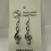 Earrings--treble Clef for Gift Item (Pewter - )