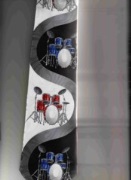 Tie--red & Blue Drumset Curves for Gift Item (Drums - )