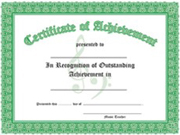 Certificate of Outstanding Achievement for Awards