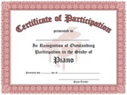 Certificate of Outstanding Participation in the Study of Piano for Awards