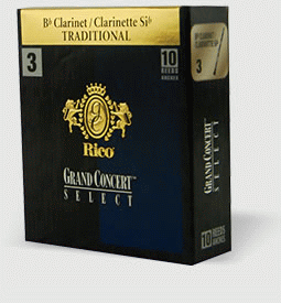Reed--b-flat Clar Rico Gcs Traditional - Strength 3 - Single for Bb Clarinet Reed
