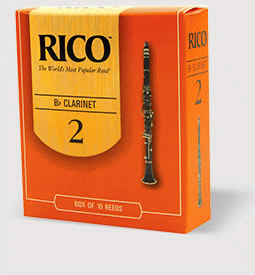 Reed--b-flat Clar Rico Regular - Strength 2 - Single for Bb Clarinet Reed